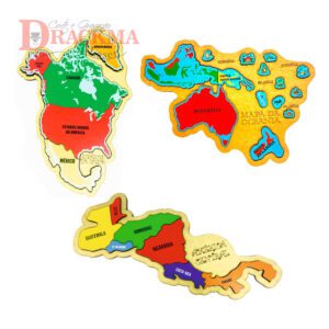 Kit Quebra-cabeça Mapa América do Norte, América Central Ístmico e Oceania