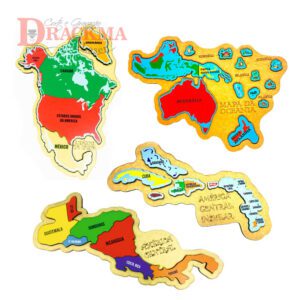 Kit Quebra-cabeça Mapa América do Norte, Oceania, América Central Ístmico e Insular