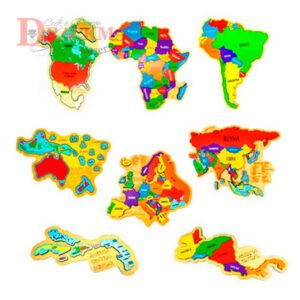 Kit Quebra-cabeça Mapa África, Oceania, América do Sul e Norte, Central Ístmico e Insular, Europa e Ásia