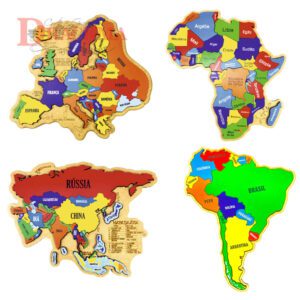 Kit Quebra-cabeça Mapa África, América do Sul, Europa e Ásia