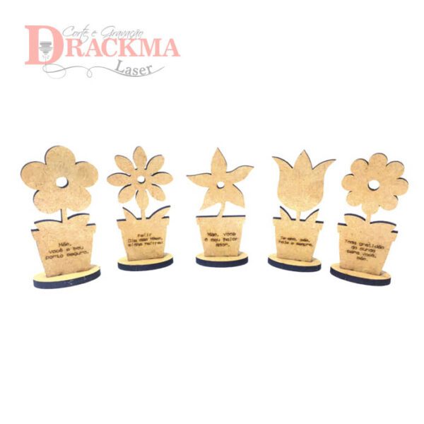20 Lembrancinhas Dia Das Mães Modelo Vaso de Flores MDF Cru