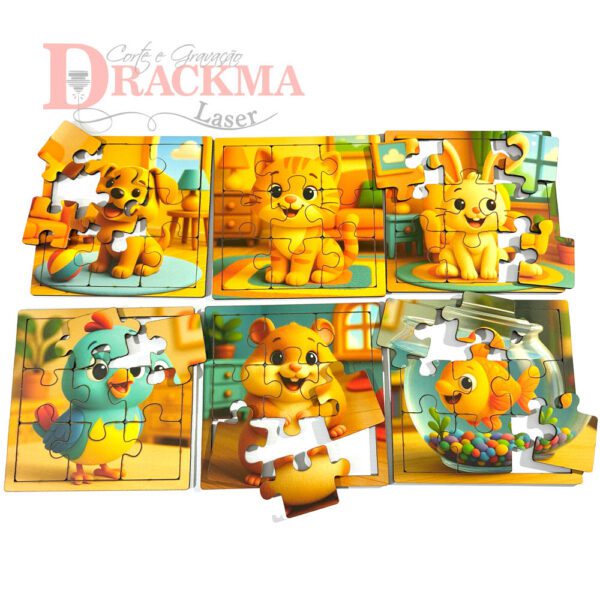 Kit Quebra-Cabeça Animais Domésticos 6 Jogos