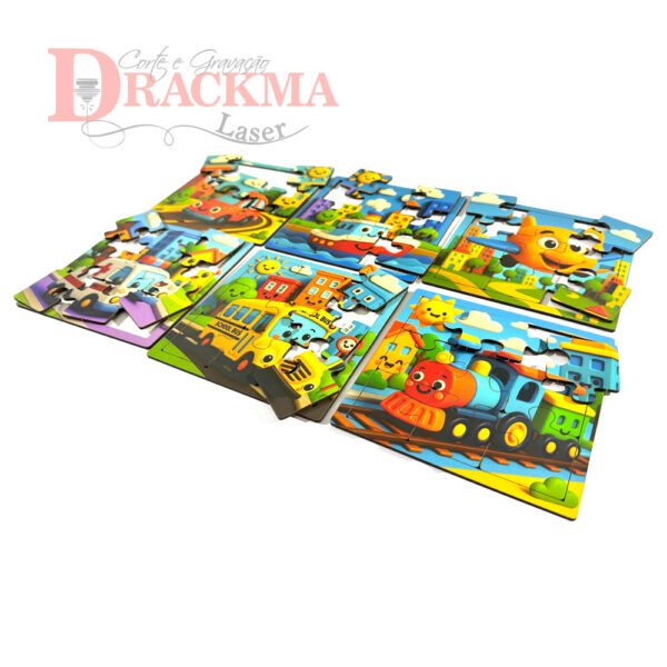 Kit Quebra-Cabeça Veículos 6 Jogos