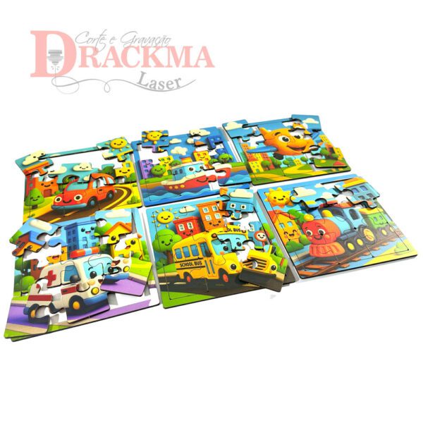 Kit Quebra-Cabeça Veículos 6 Jogos