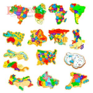 Quebra-Cabeça Mapa África, Oceania, Brasil, América do Sul e Norte, Central Ístmico e Insular, Europa, Ásia, EUA, Antártida, Portugal, Itália, Espanha e Canadá  - Brinquedo Educativo