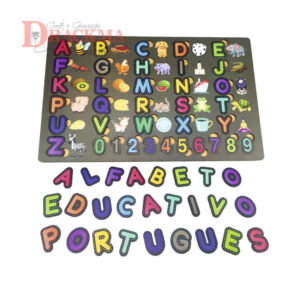 Letras De Alfabeto + Número Coloridos Em Mdf Português
