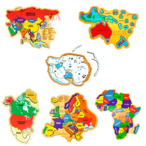 Kit Quebra-cabeça Mapas Europa, Ásia, África, Oceania, Am Norte e Antártida