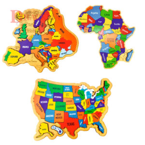 Kit Quebra-cabeça Mapas EUA ÁFRICA EUROPA