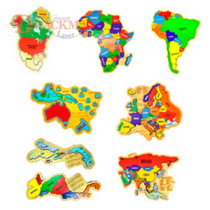 Kit Quebra-cabeça Mapas África, Oceania, América do Sul e Norte, Central Ístmico e Insular, Europa e Ásia