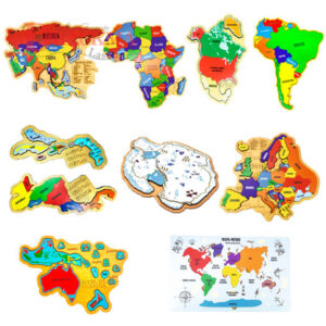 Kit Quebra-cabeça Mapas Ásia África Am. Norte e Sul Insular Istimico Antártida Europa Oceania Mundi