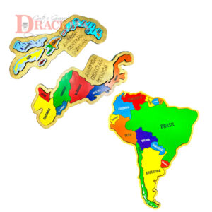 Kit Quebra-cabeça Mapas Ístmico Insular América Do Sul