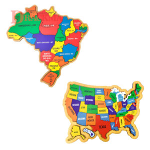 Kit Quebra-cabeça Mapa do Brasil e do EUA