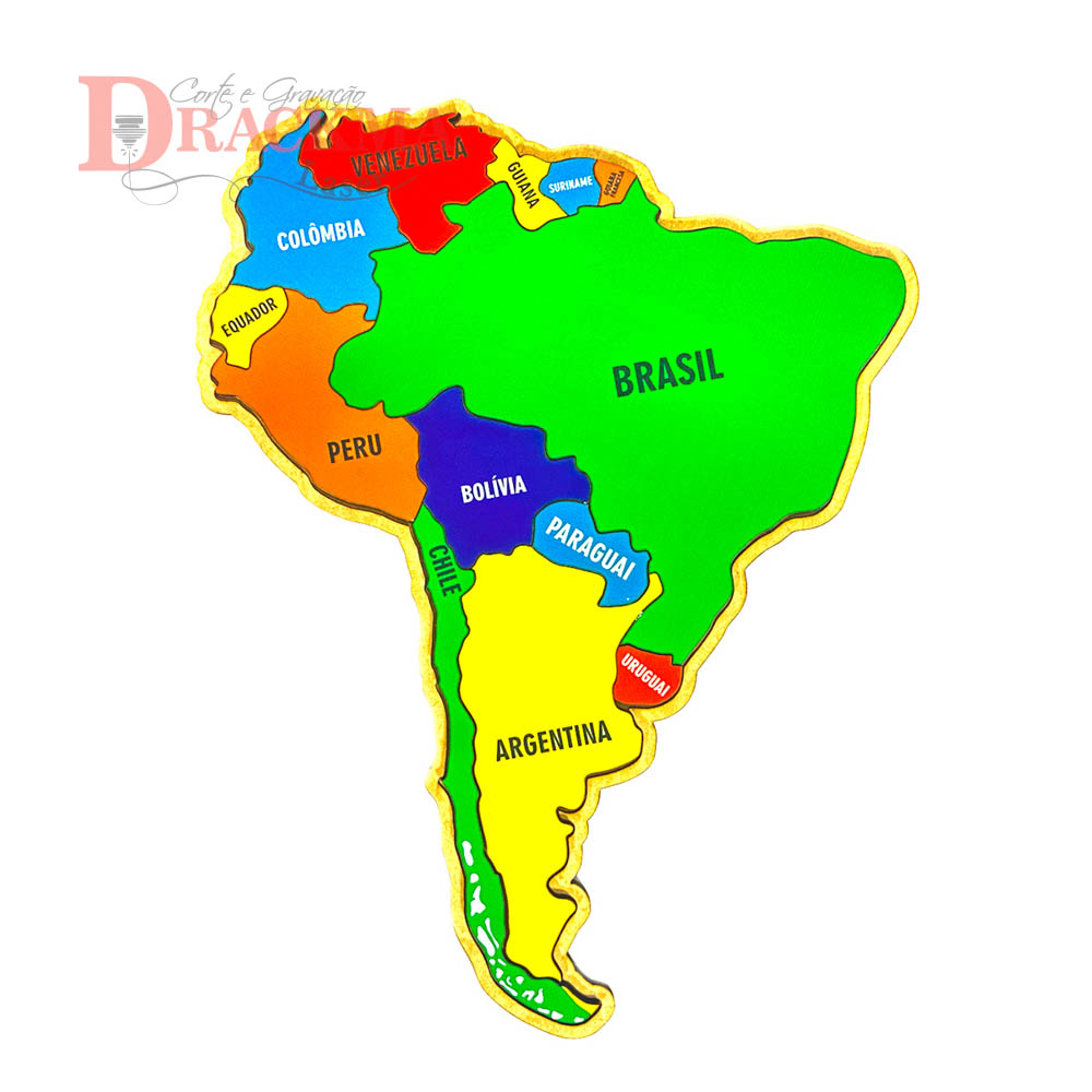 Quebra-Cabeça Mapa da América do Sul Educativo Países e Capitais
