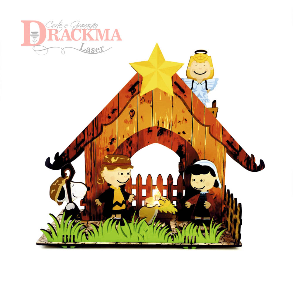 Presépio De Natal Personagens Do Snoopy Em Mdf