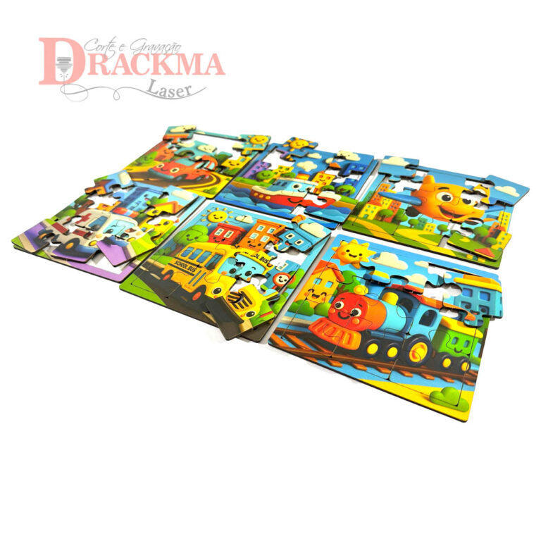 Kit Quebra-Cabeça Veículos 6 Jogos