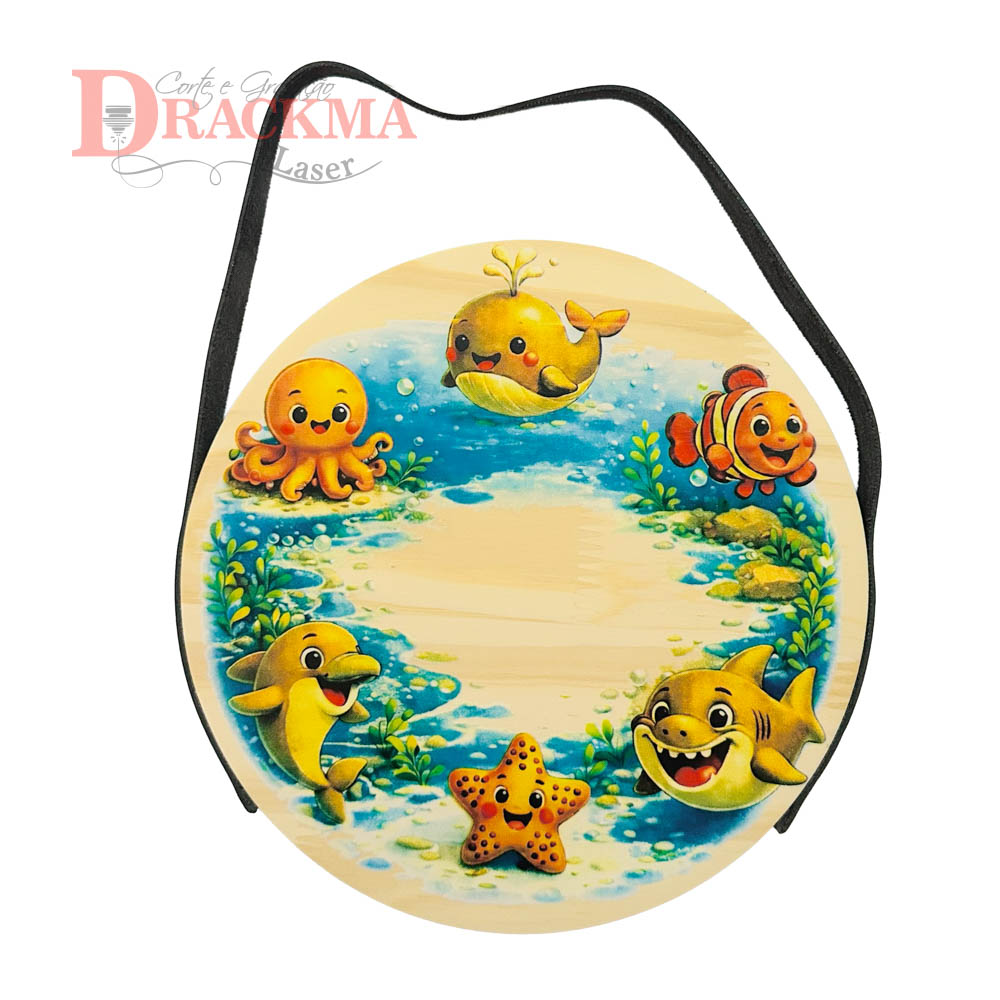 Porta Maternidade Fundo do Mar Infantil - Nome Personalizado