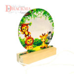 Luminária Painel Safari Baby em Acrílico Base LED Madeira Persolnalizado