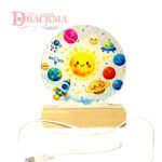 Luminária Sistema Solar Baby em Acrílico Base LED Madeira