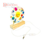 Luminária Sistema Solar Baby em Acrílico Base LED Madeira