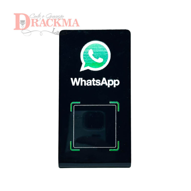 Placa QR Code WhatsApp Acrílico Display de Balcão Comércio