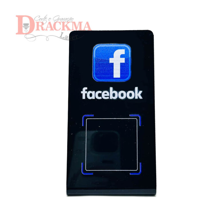 Placa QR Code Facebook Acrílico Display de Balcão Comércio