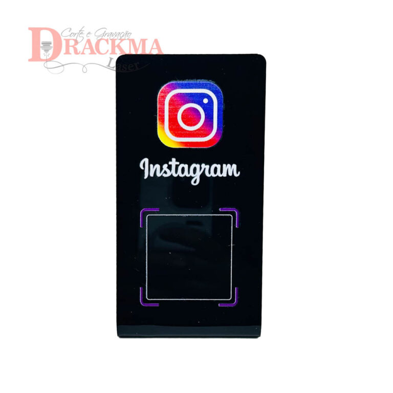 Placa QR Code Instagram Acrílico Display de Balcão Comércio