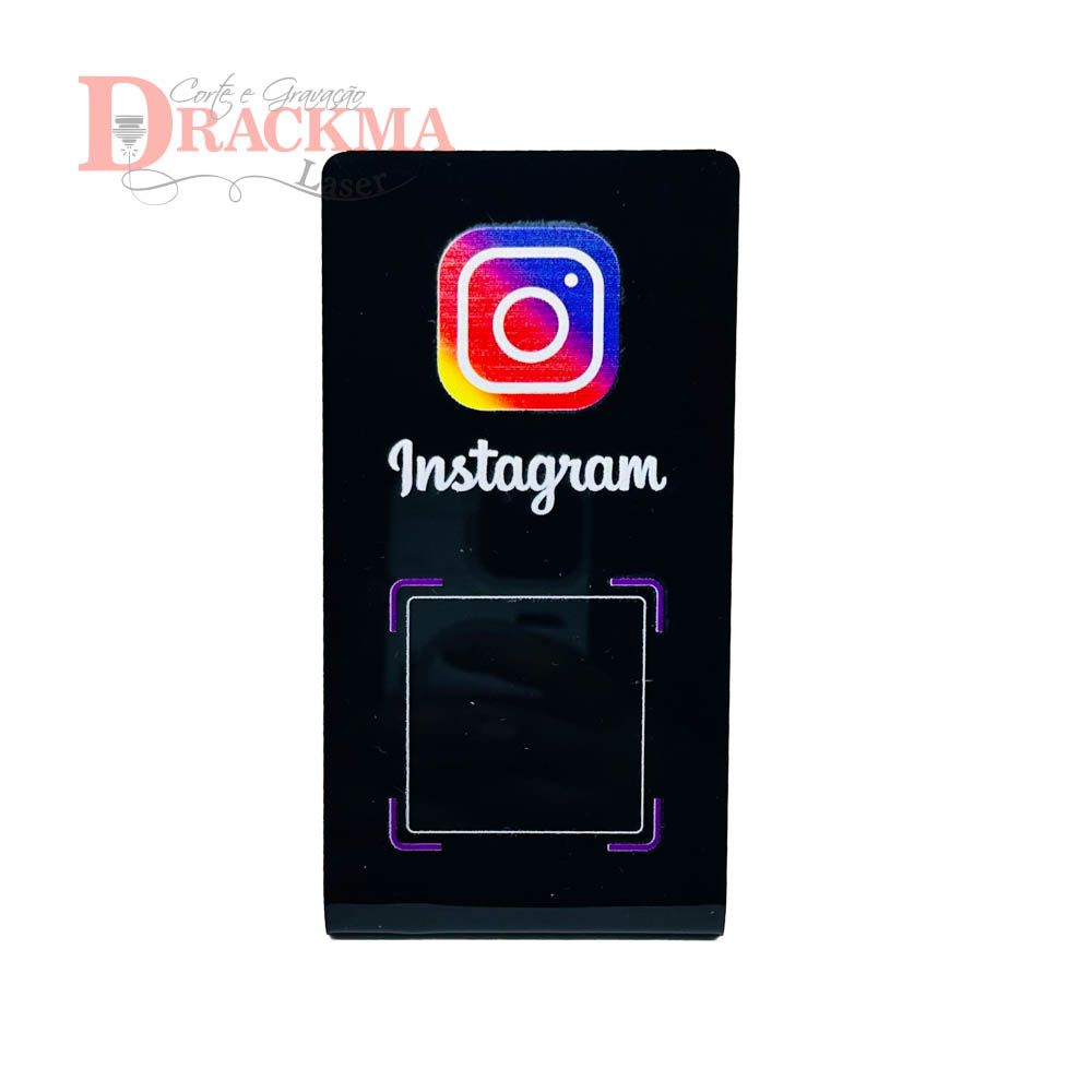Placa QR Code Instagram Acrílico Display de Balcão Comércio