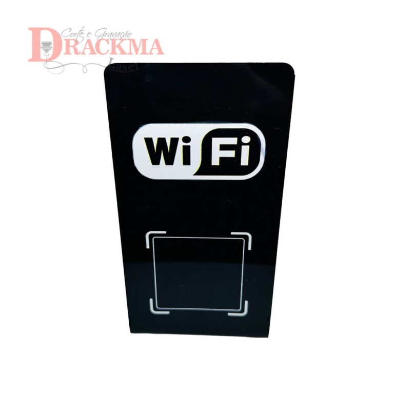 Placa QR Code WiFi Acrílico Display de Balcão Comércio