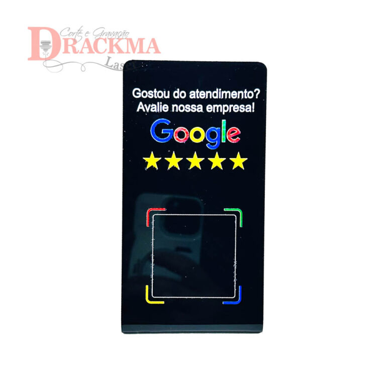 Placa QR Code Google Avaliação Acrílico Display de Balcão