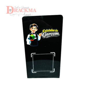 Placa QR Code Caixinha do garçom Acrílico Display de Balcão